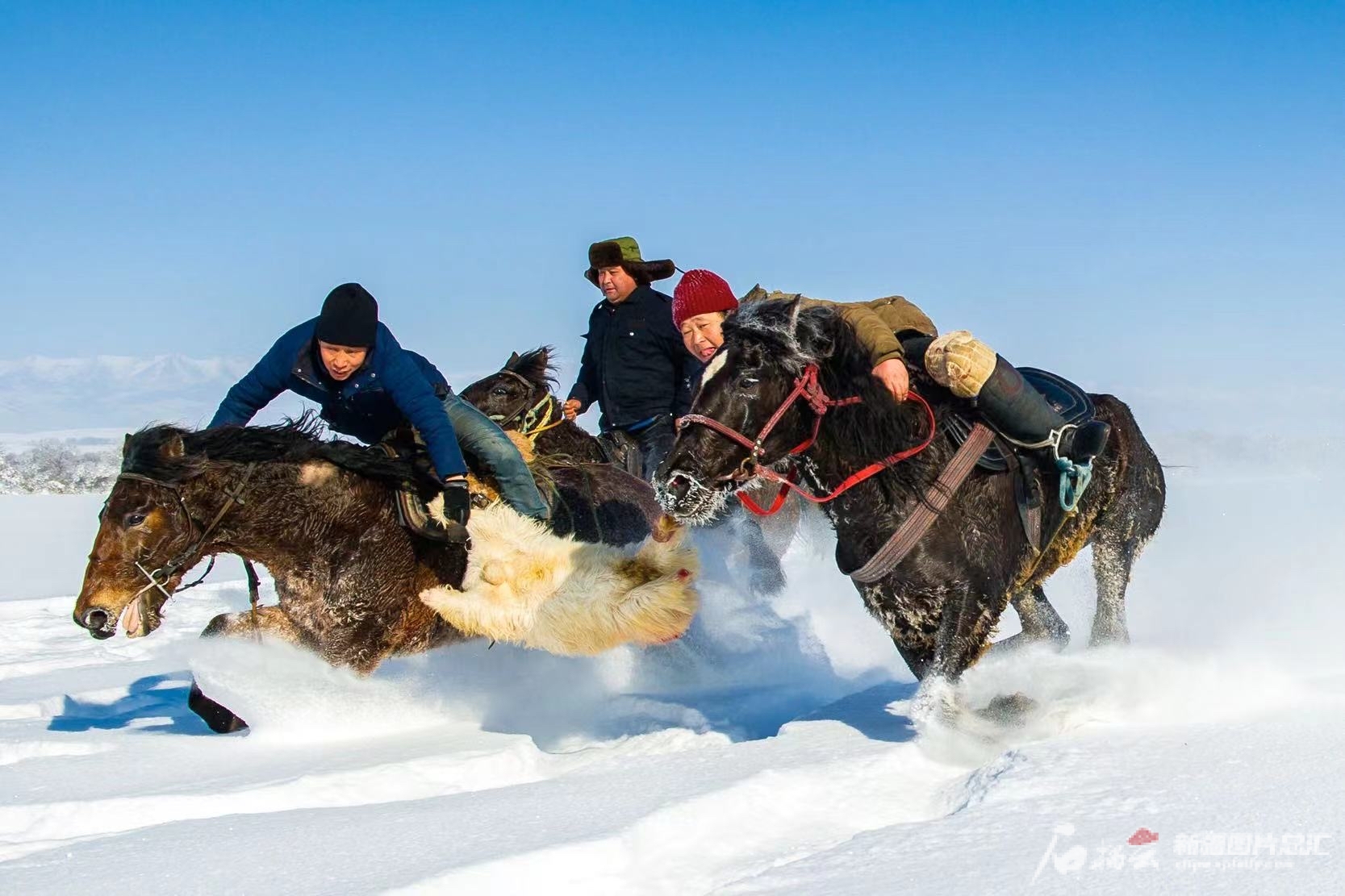 伊犁哈薩克自治州將冰雪休閑旅游與刁羊、賽馬等民俗活動相集合，打造民俗冰雪休閑游。秦杰攝